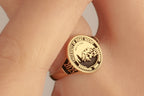 Custom Solid 14K Gold College Class Ring – Personalized School Crest Ring - School Emblem Class Ring – Personalized Graduation Ring