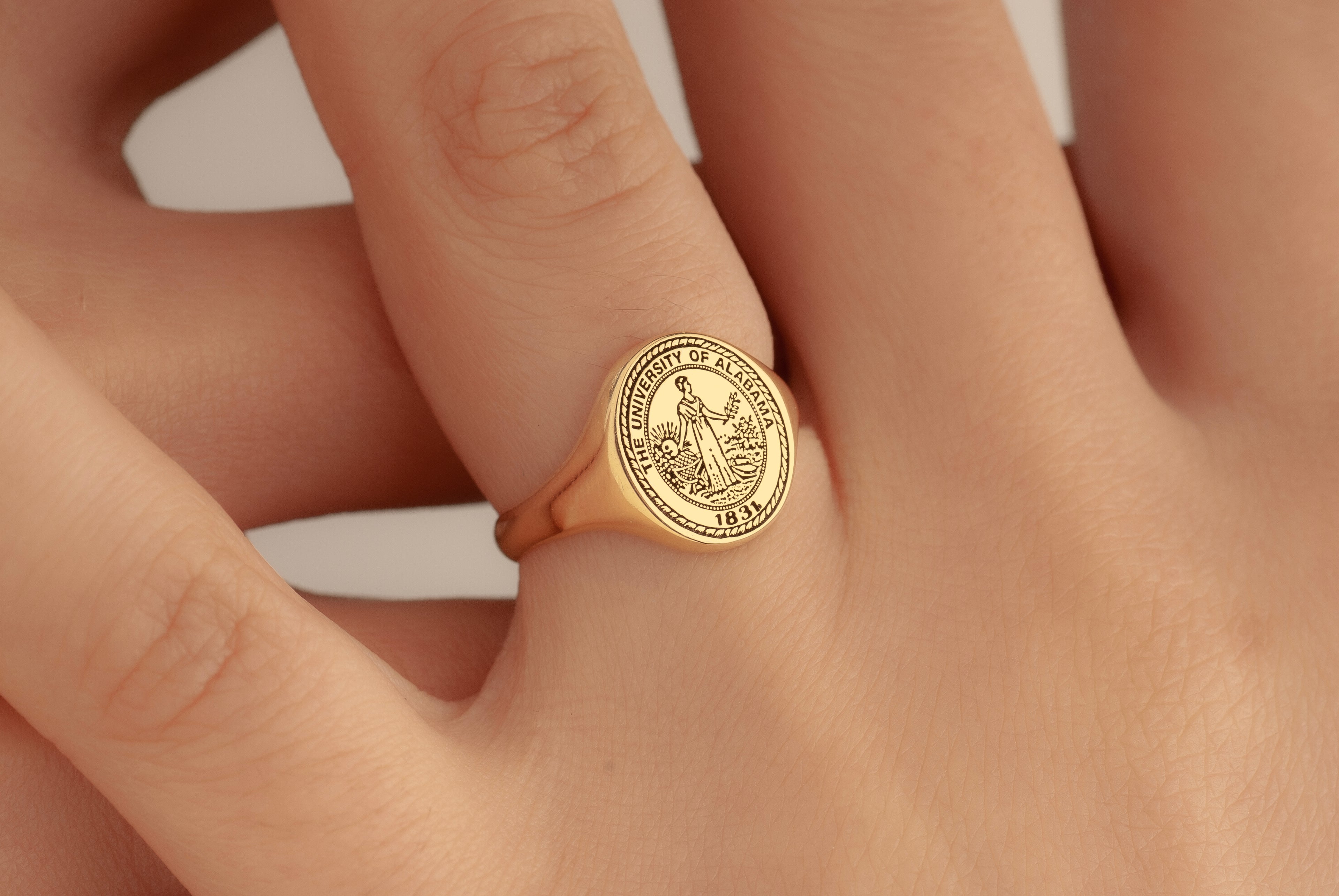 US ring size guide for a personalized graduation ring