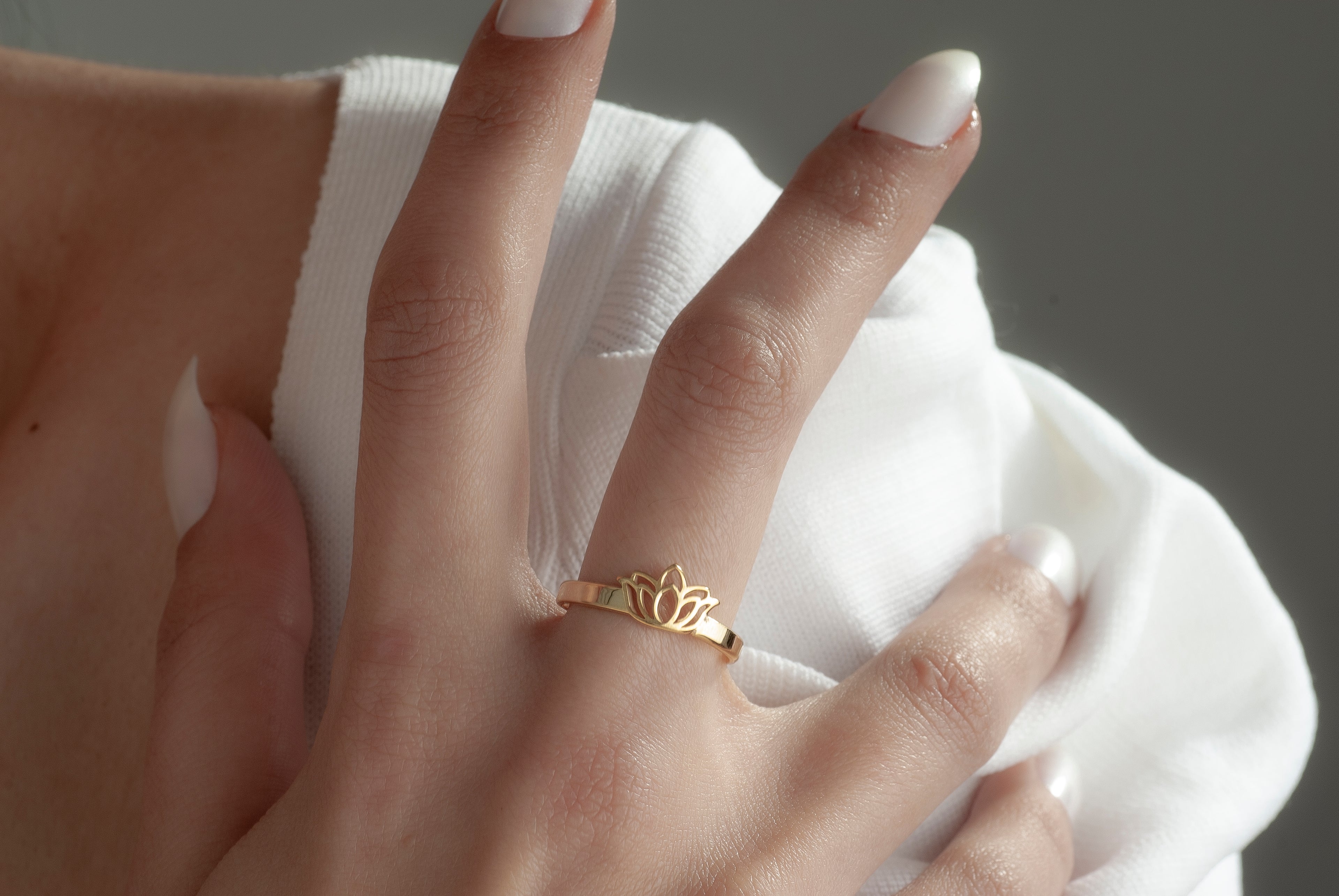Minimalist spiritual lotus ring for women
