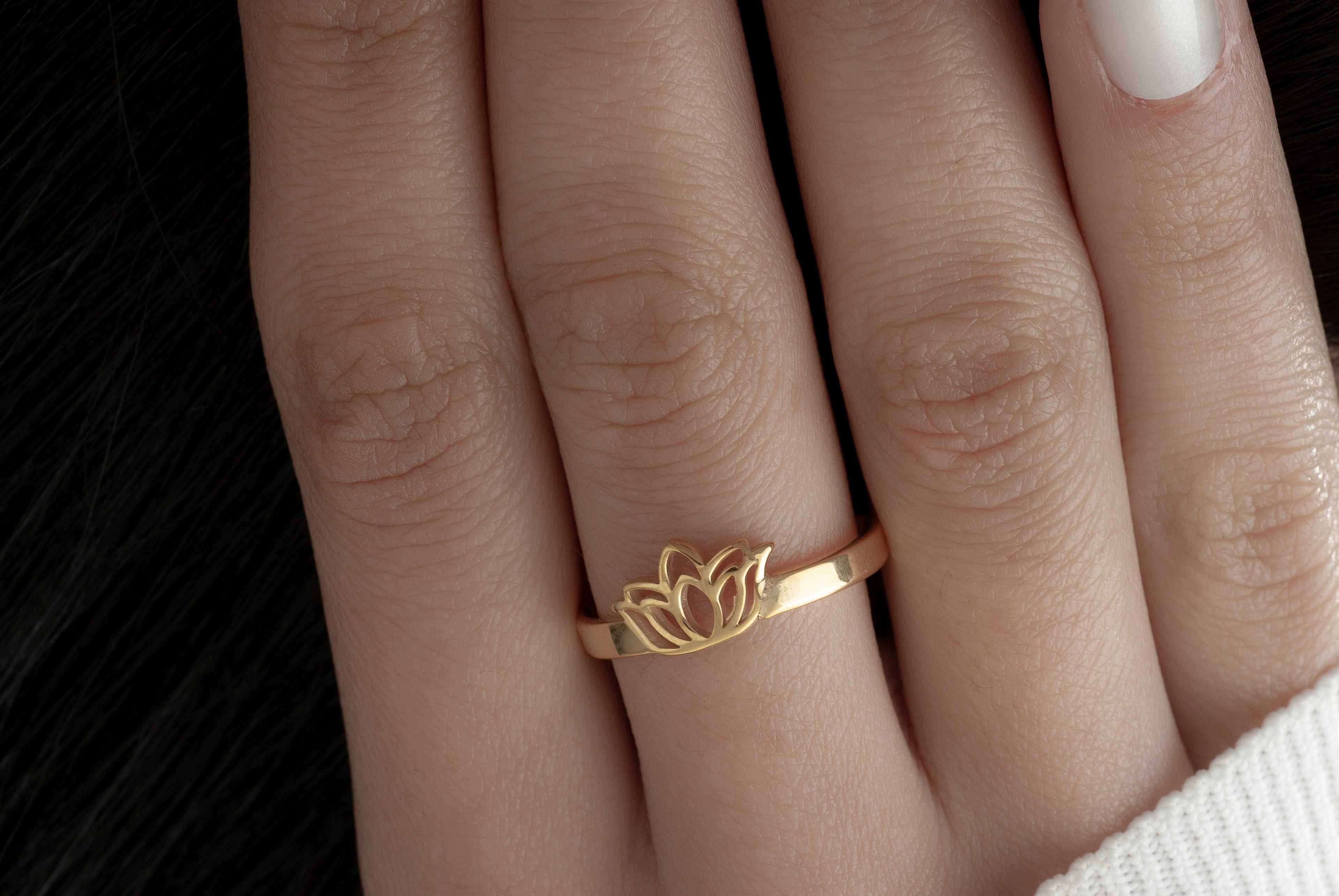 14K Gold Lotus Flower Ring – Dainty Spiritual Ring