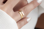 Personalized two name ring in solid 14K yellow gold