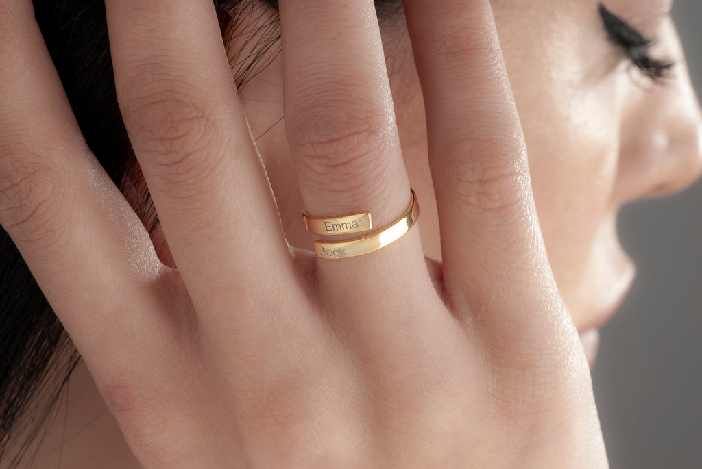 US ring size guide for custom two name ring