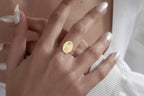 Personalized 14K Gold Pet Portrait Signet Ring – Engraved from Your Photo