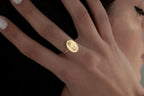 Personalized 14K Gold Pet Portrait Signet Ring – Engraved from Your Photo
