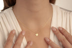 14K Gold Heart Fingerprint Necklace, Tiny Fingerprint Pendant, Personalized Fingerprint Charm Necklace, Gift for Mom, Memorial Jewelry Gift