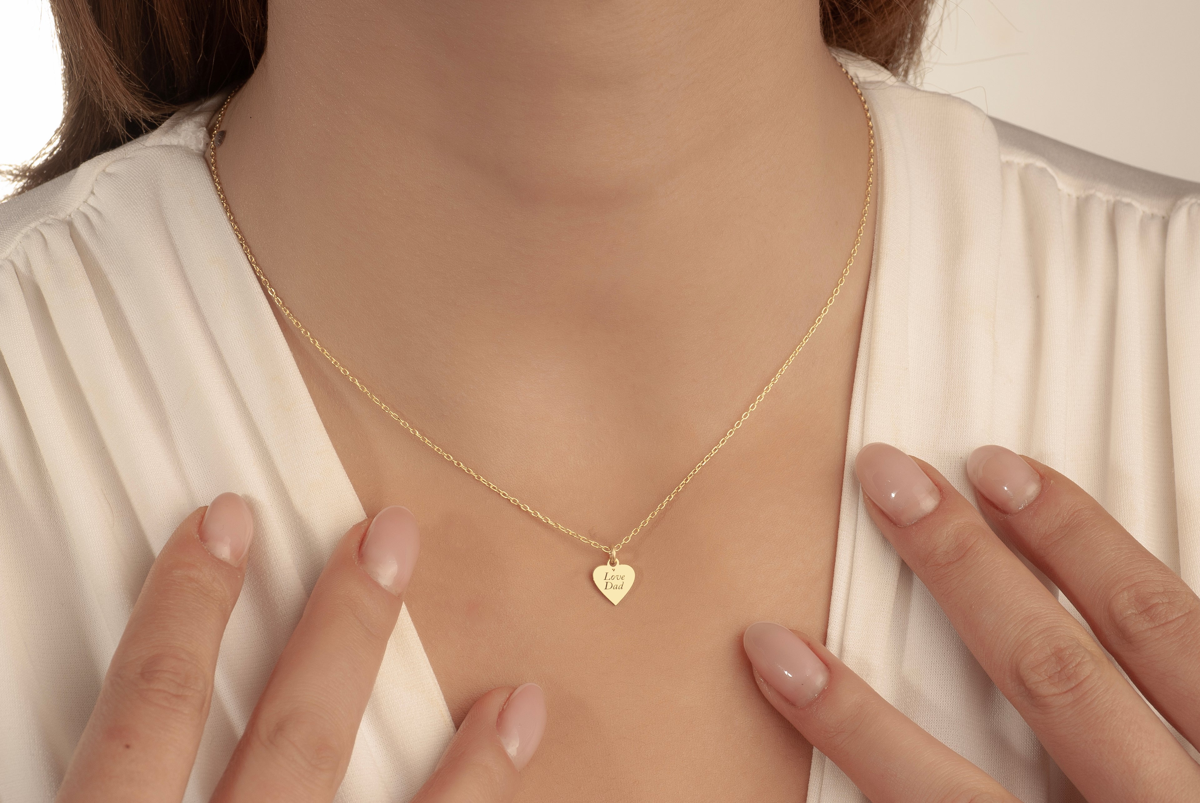 14K Gold Heart Fingerprint Necklace, Tiny Fingerprint Pendant, Personalized Fingerprint Charm Necklace, Gift for Mom, Memorial Jewelry Gift