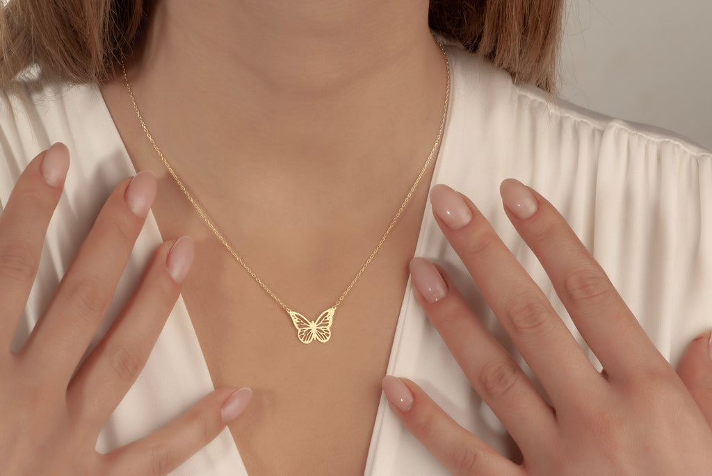 Butterfly necklace presented in a Jovelle jewelry gift box