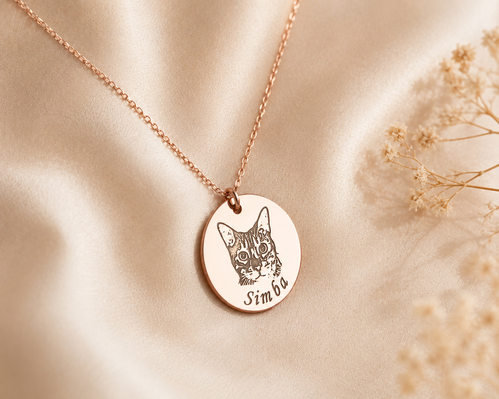 Measurements of the round custom pet portrait pendant