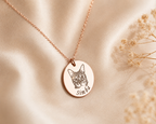 Measurements of the round custom pet portrait pendant