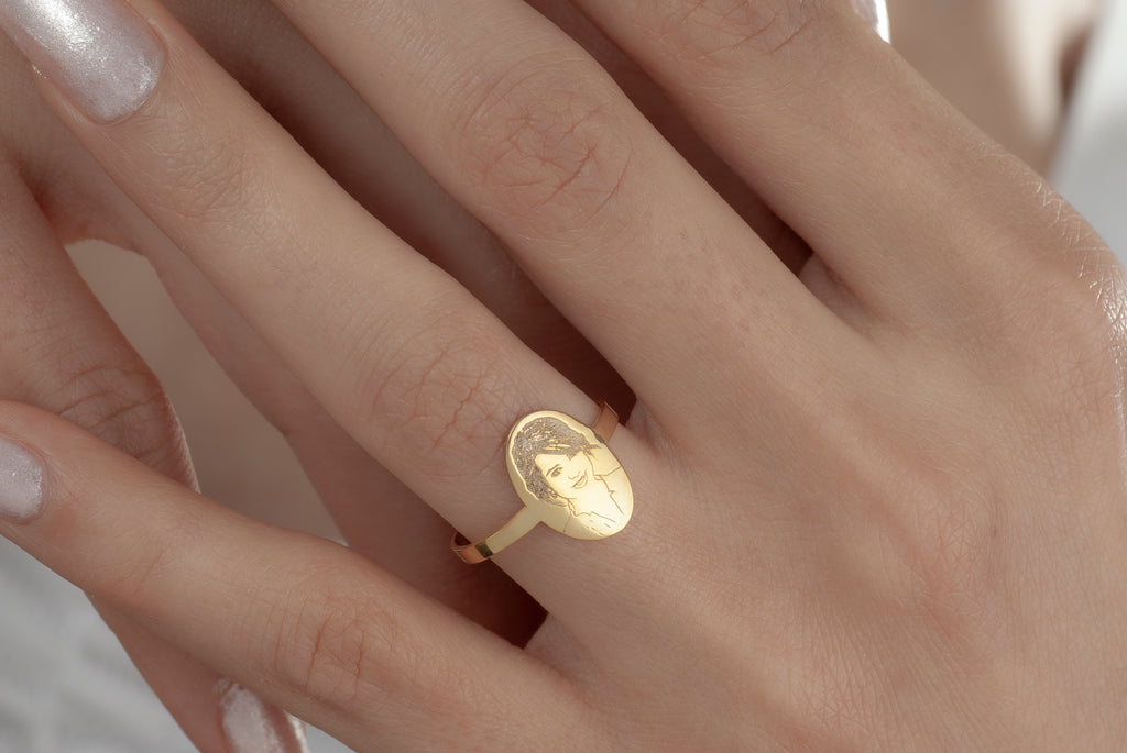 Photograph transformed into a custom engraved portrait ring