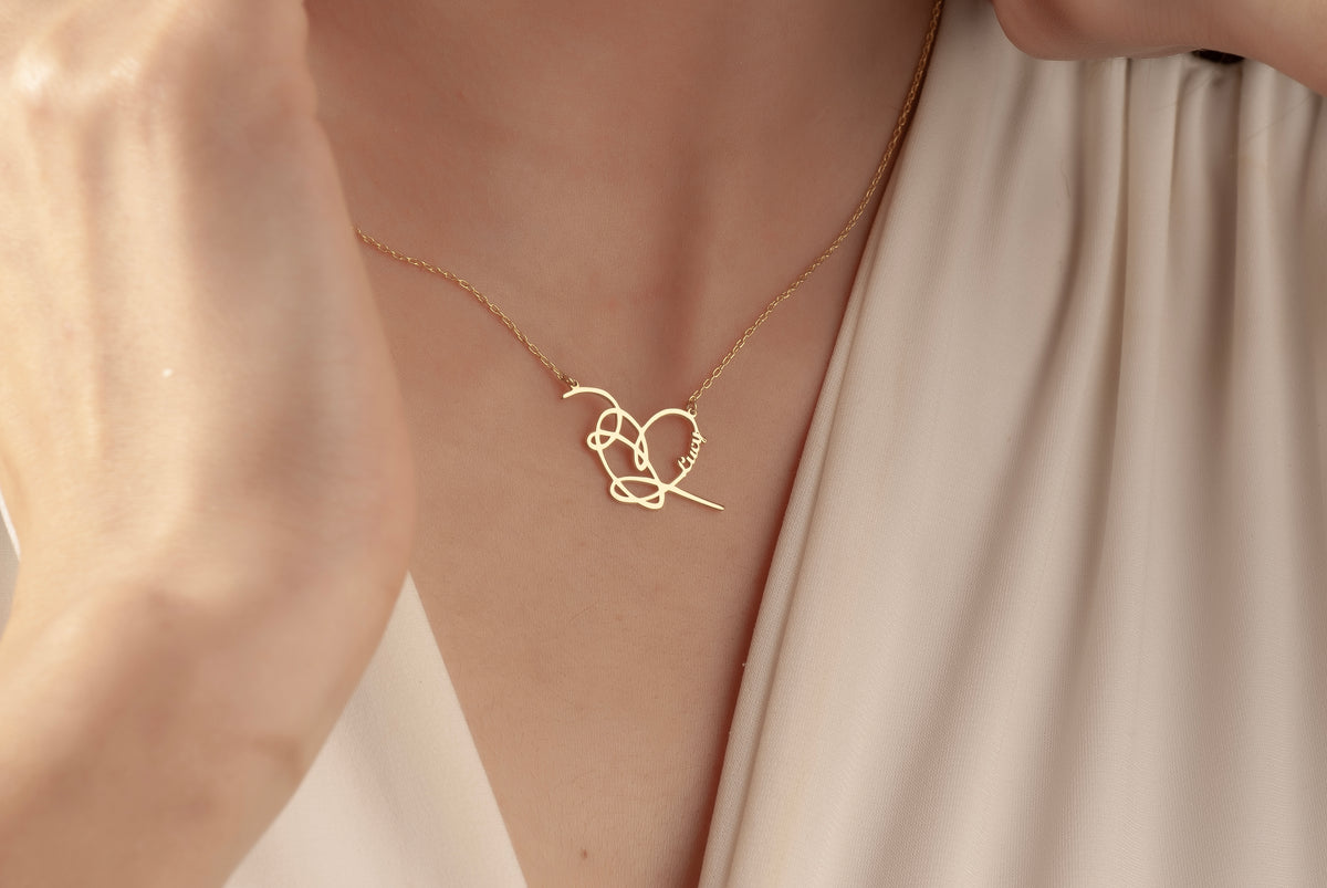 Instructions for personalizing the heart necklace with a name