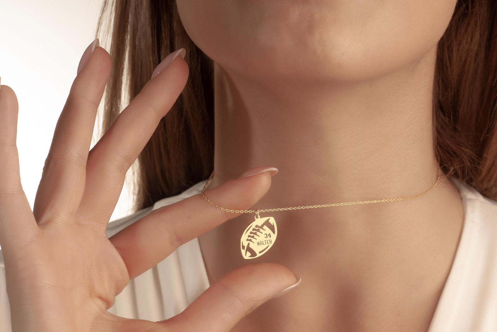 14K Gold American Football Number Necklace, Soccer Number Pendant, Football Number Necklace, Soccer Sports Jewelry, Custom Sports Gift