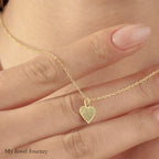 14K Gold Heart Fingerprint Necklace, Tiny Fingerprint Pendant, Personalized Fingerprint Charm Necklace, Gift for Mom, Memorial Jewelry Gift