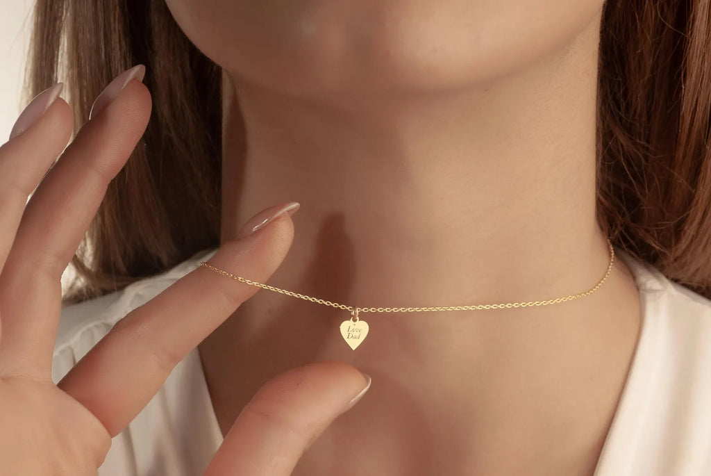 Minimal Heart Fingerprint Necklace in 14K Gold, Fingerprint Jewelry, Personalized Fingerprint Necklace, Memorial Necklace, Christmas Gift