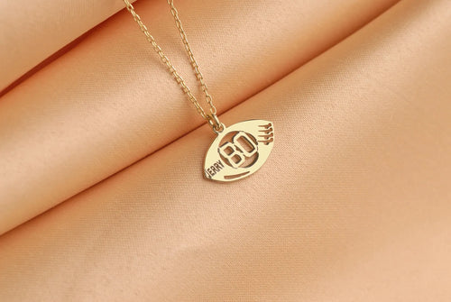 14K Gold American Football Number Necklace, Soccer Number Pendant, Football Number Necklace, Soccer Sports Jewelry, Custom Sports Gift