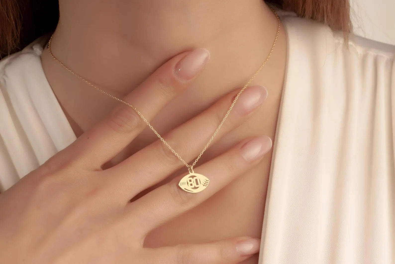 14K Gold American Football Number Necklace, Soccer Number Pendant, Football Number Necklace, Soccer Sports Jewelry, Custom Sports Gift