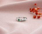 Sterling Silver Name Ring With Birthstone, Adjustable Name Ring, Gift ForMom, Minimalist Initial Ring, Dainty Silver Initial Ring
