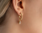 Elegant Birthstone Dangle Earrings, Handcrafted 925 Sterling Silver with Gold Options, Twisted Drop Earrings, Stylish Earrings, Mom Earrings