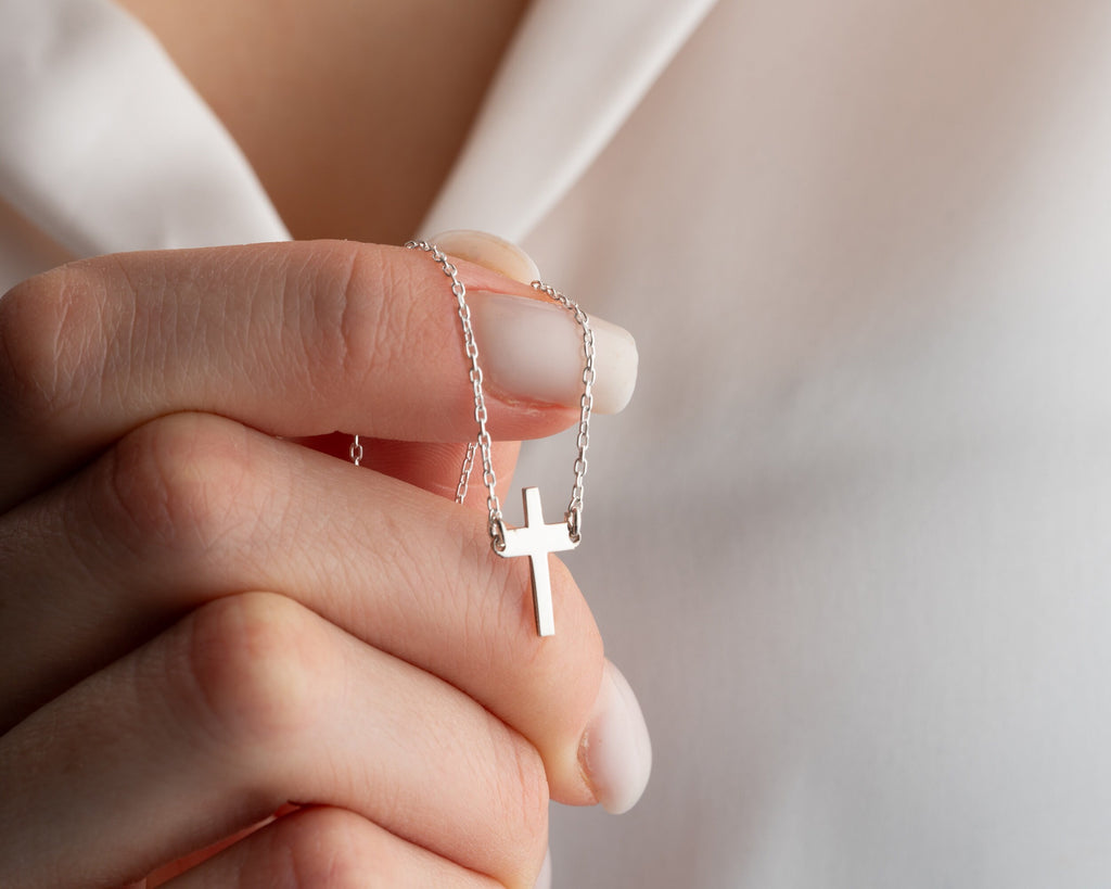14K Gold Cross Necklace, Dainty Religious Necklace, 8K Gold Cross Necklace, Cathalic Crucifix Necklace, Christian Cross, Gift For Mother