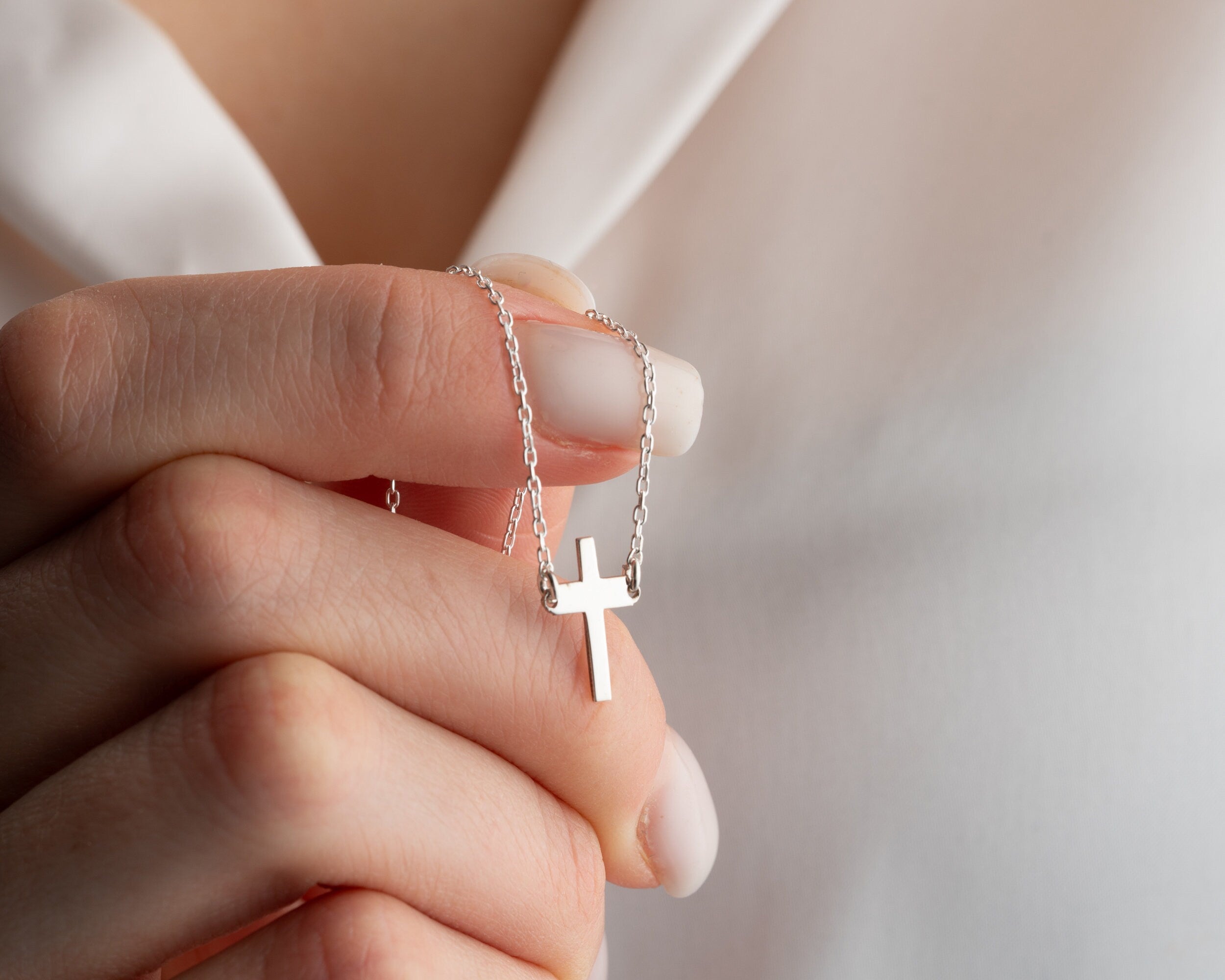 14K Gold Cross Necklace, Dainty Religious Necklace, 8K Gold Cross Necklace, Cathalic Crucifix Necklace, Christian Cross, Gift For Mother