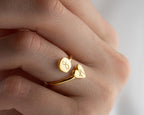 Elegant 14K Gold Heart Shaped Ring, Personalized Initial Gold Name Ring, Minimalist Ring, Initial Ring, Dainty Ring,Heart Ring, Gift For Mom