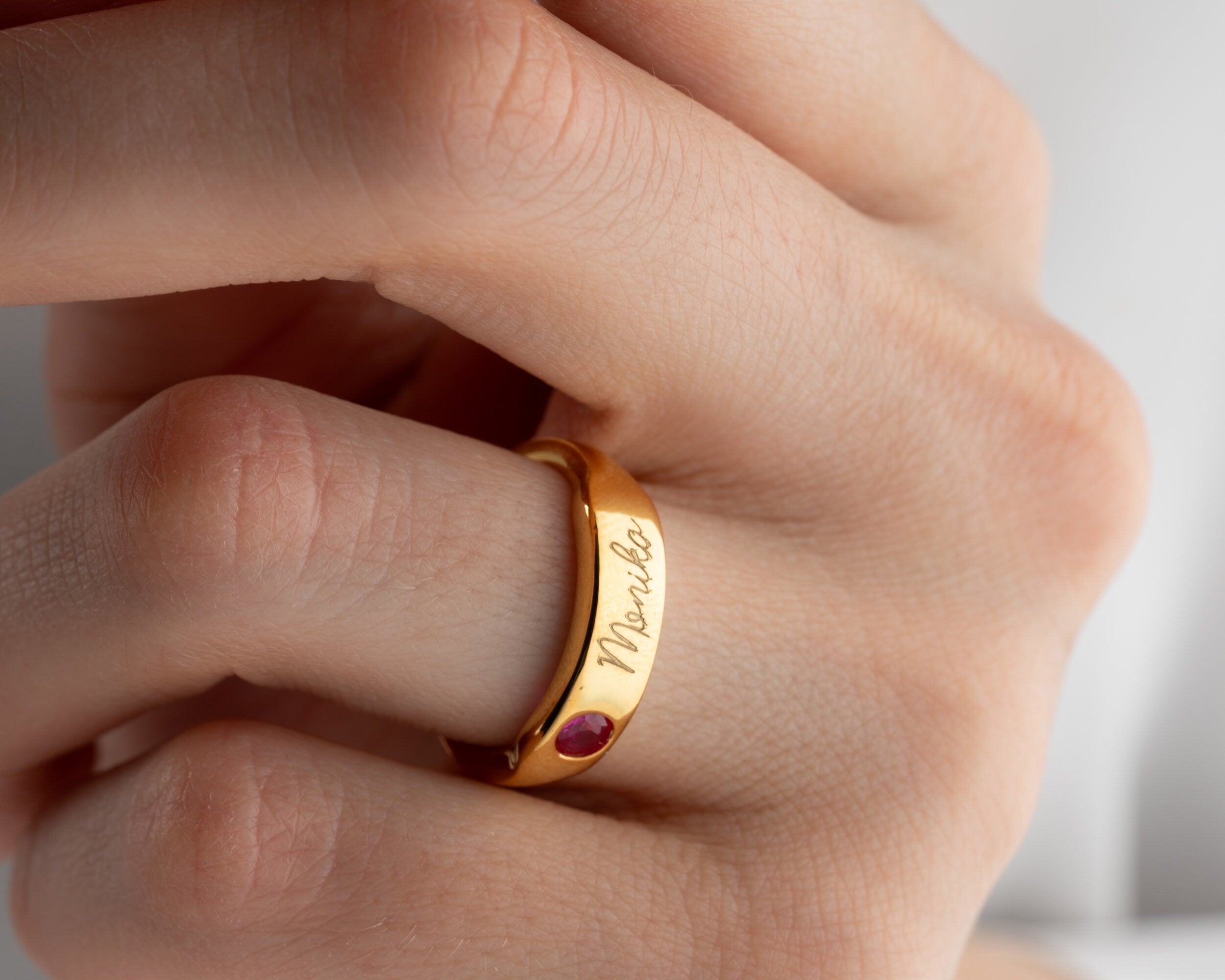 Sterling Silver Name Ring With Birthstone, Adjustable Name Ring, Gift ForMom, Minimalist Initial Ring, Dainty Silver Initial Ring