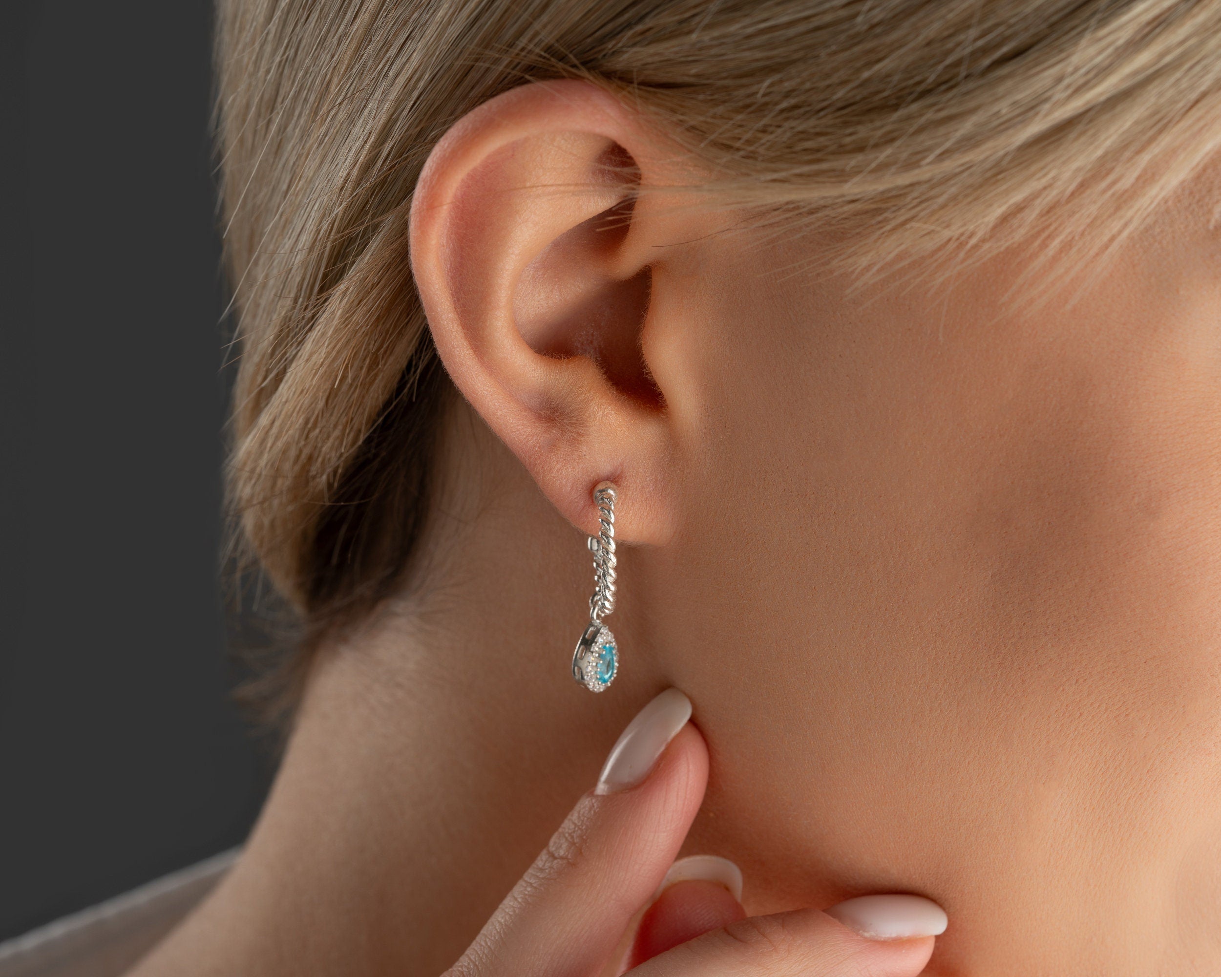 Elegant Birthstone Dangle Earrings, Handcrafted 925 Sterling Silver with Gold Options, Twisted Drop Earrings, Stylish Earrings, Mom Earrings