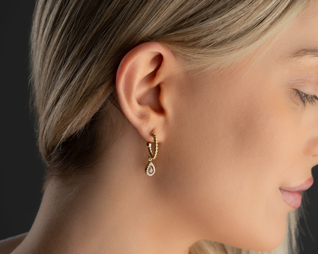 Elegant Birthstone Dangle Earrings, Handcrafted 925 Sterling Silver with Gold Options, Twisted Drop Earrings, Stylish Earrings, Mom Earrings