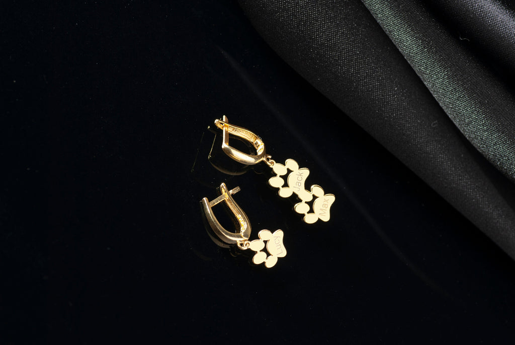 14K/8K Gold Dog Paw Print Earrings, Pet Paw Earrings, Sterling Silver Paw Print Earrings, Dog Earrings, Pet Lovers Jewelry, Gift For Dog Mom