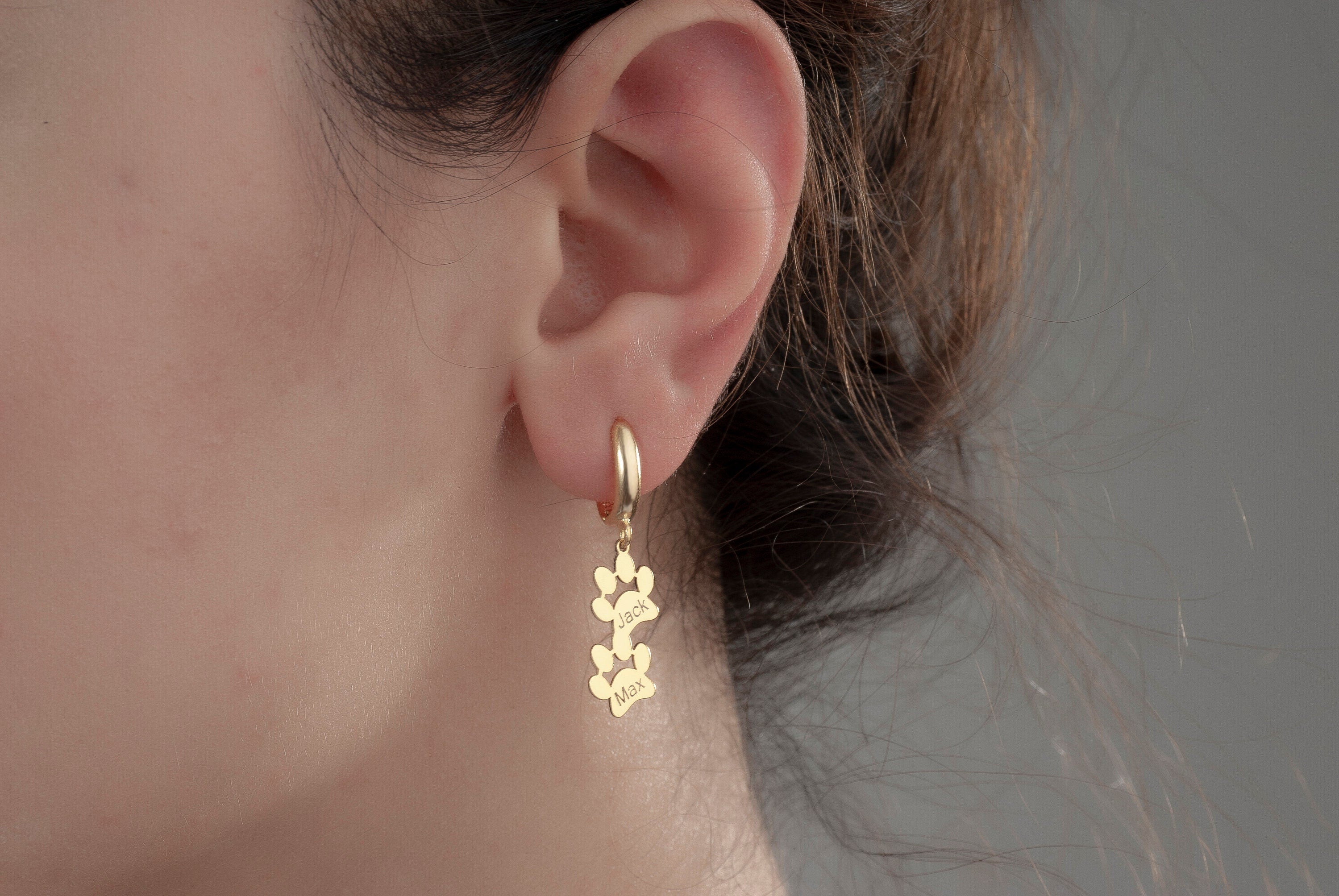 14K/8K Gold Dog Paw Print Earrings, Pet Paw Earrings, Sterling Silver Paw Print Earrings, Dog Earrings, Pet Lovers Jewelry, Gift For Dog Mom