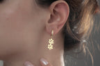 14K Gold Dog Paw Print Name Earrings, Pet Paw Earrings, Pet Dangle Letter Earrings, Pet Memorial Gift, Pet Lovers Jewelry, Mom Name Earrings