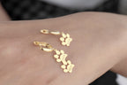 14K Gold Dog Paw Print Name Earrings, Pet Paw Earrings, Pet Dangle Letter Earrings, Pet Memorial Gift, Pet Lovers Jewelry, Mom Name Earrings