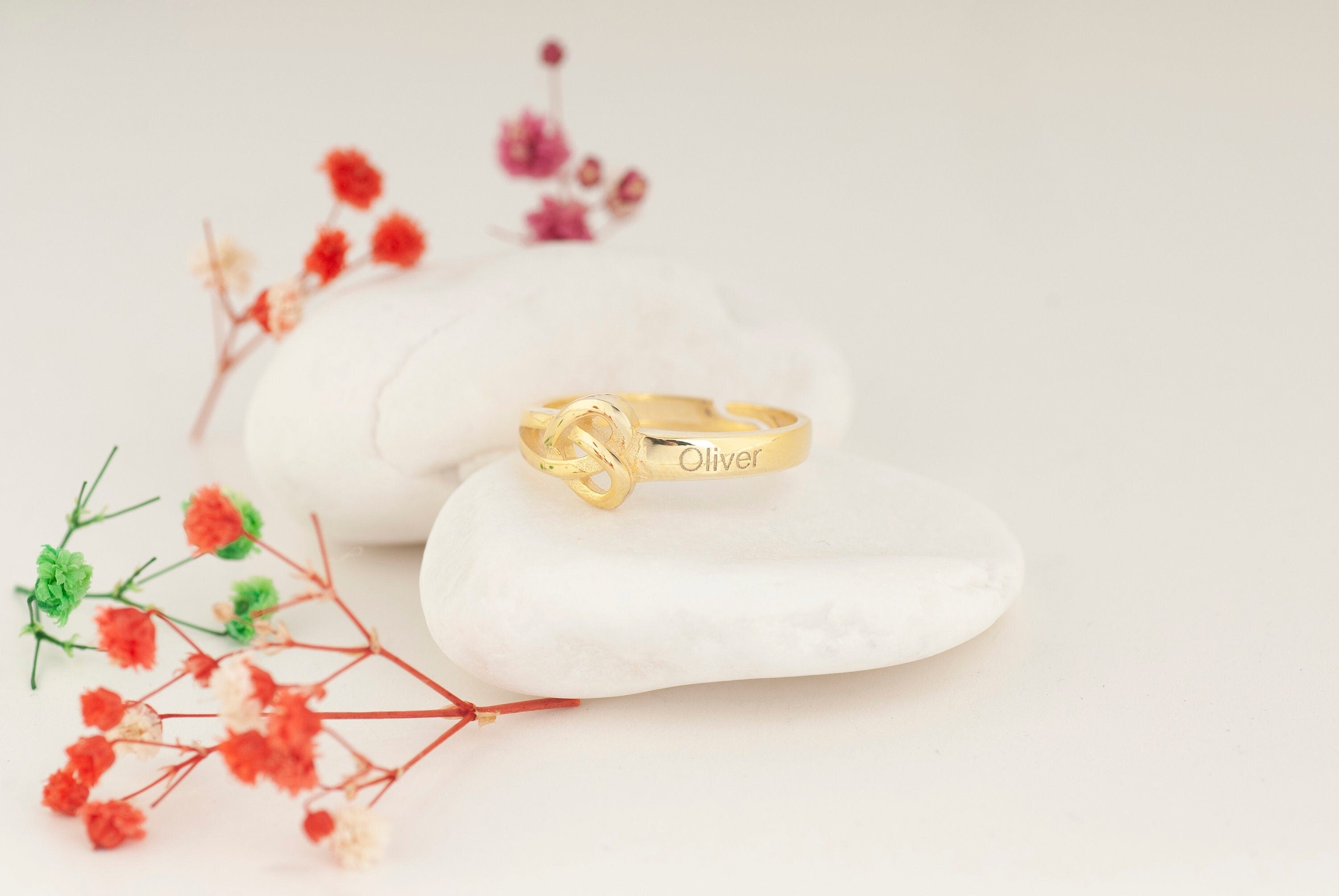 14K Gold Heart Name Ring, Heart-Shaped Name Ring, Custom Engraved with Your Name Ring, Custom Engraved Ring, Pure 14K Gold Ring,Promise Ring