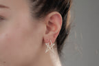 Sterling Silver Star Dangle Earrings - Elegant CZ Statement Jewelry for Women, Christmas Gift