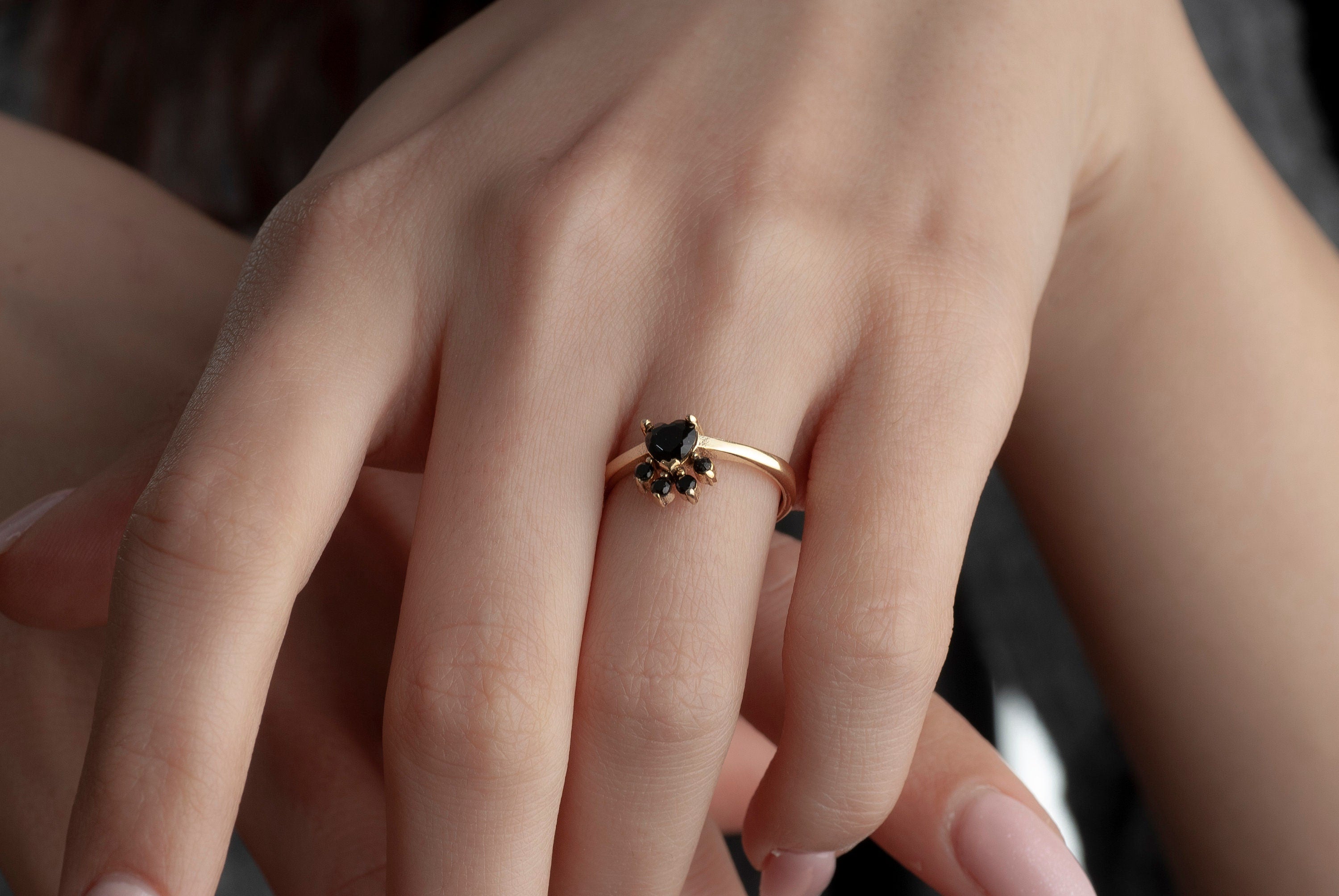 14K gold Dog Paw Print Ring, Gold Adjustable Paw Ring, Pet Paw Ring, Cat Paw Ring, Adjustable Fashion Ring, Dog Lovers Gift, Dog Mom Ring