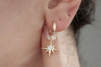 Sterling Silver Star Drop Earrings, Diamond Star Earrings, Bridal Earrings, Pearl Jewellery, Mothers Day Gift, Star Dangle Earrings