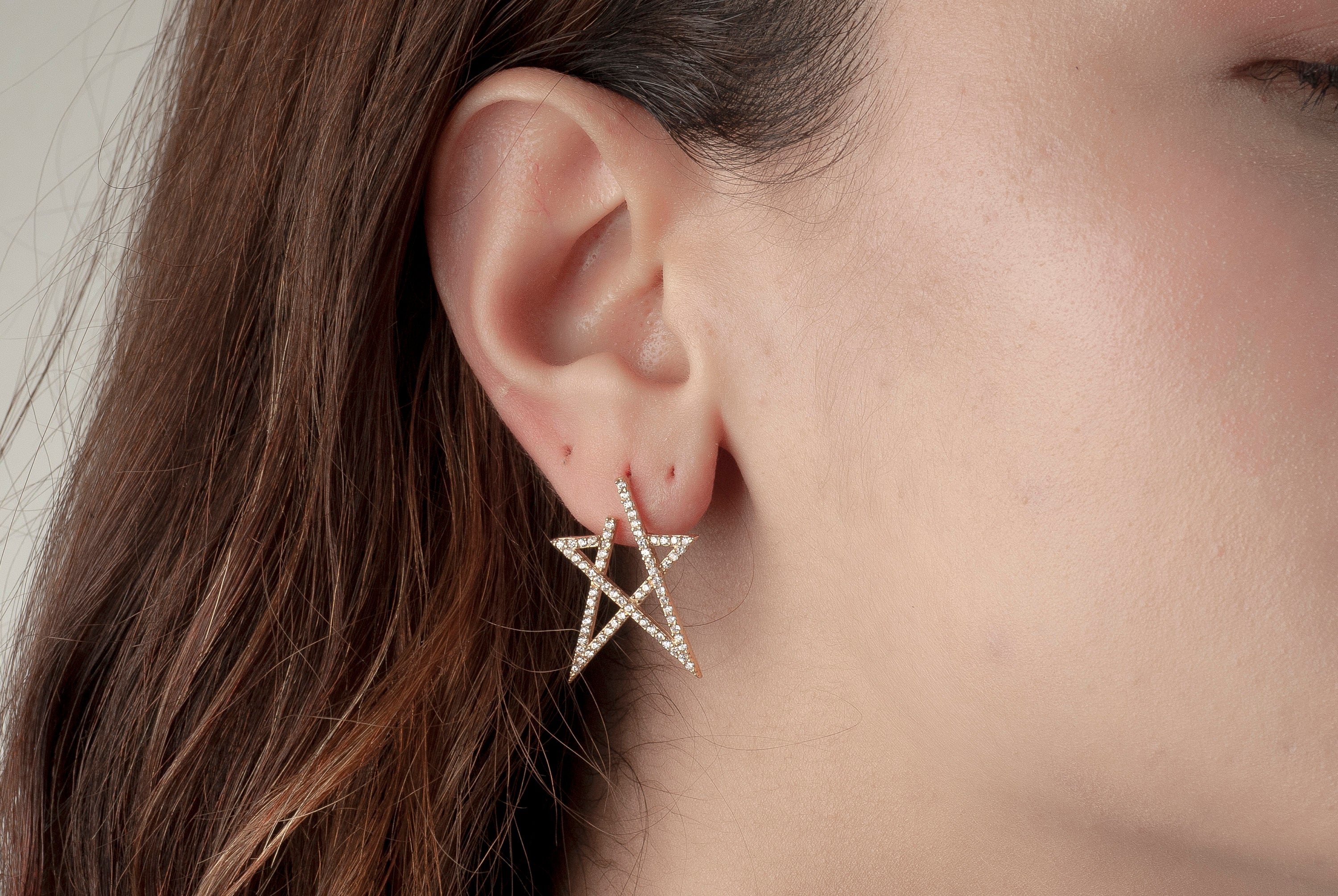 Handcrafted Star Stud Earrings, Star Earrings, Cute Earrings, Dainty Star Earrings, Flower Earrings, Sterling Silver Earrings, Mother Gift
