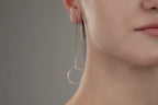 Elegant 14K Gold Circle Threader Earrings, Hoop Earrings Set, Stylish Silver Hoops, Big Hoop Earrings, Circle Threader Hoop Earrings