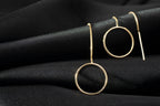 Elegant 14K Gold Circle Threader Earrings, Hoop Earrings Set, Stylish Silver Hoops, Big Hoop Earrings, Circle Threader Hoop Earrings