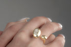 14K Gold Chunky Birth flower Ring, Adjustable Dome Ring, Birth Flower Jewelry, Stackable Rings, Chunky Ring, Stacking Ring, Valentines Gift