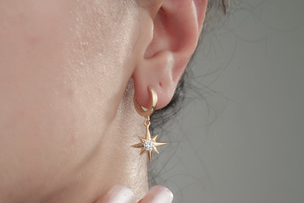 Sterling Silver Star Drop Earrings, Diamond Star Earrings, Bridal Earrings, Pearl Jewellery, Mothers Day Gift, Star Dangle Earrings