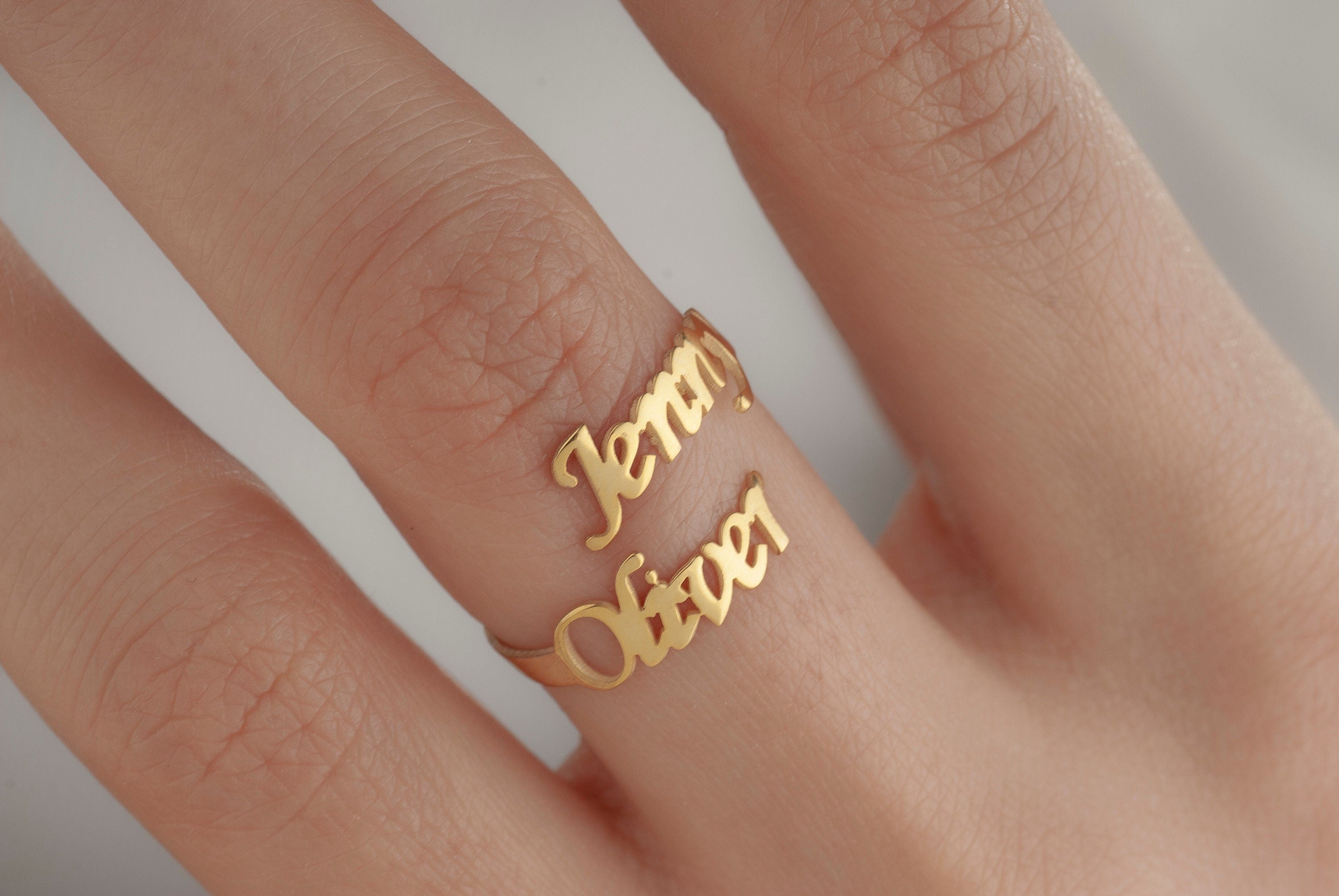 14K Gold Double Name Ring, Two Name Ring, Couple Name Ring, Best Friend Gift, Personalized Double Name Ring ,Dainty Name Ring, Custom Ring