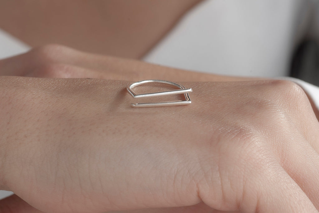 Adjustable Double Wire Ring in Sterling Silver, 18k Gold Ring, Hanmade Double Wire Ring, Minimalist Adjustable Wrap Ring, Double Band Ring