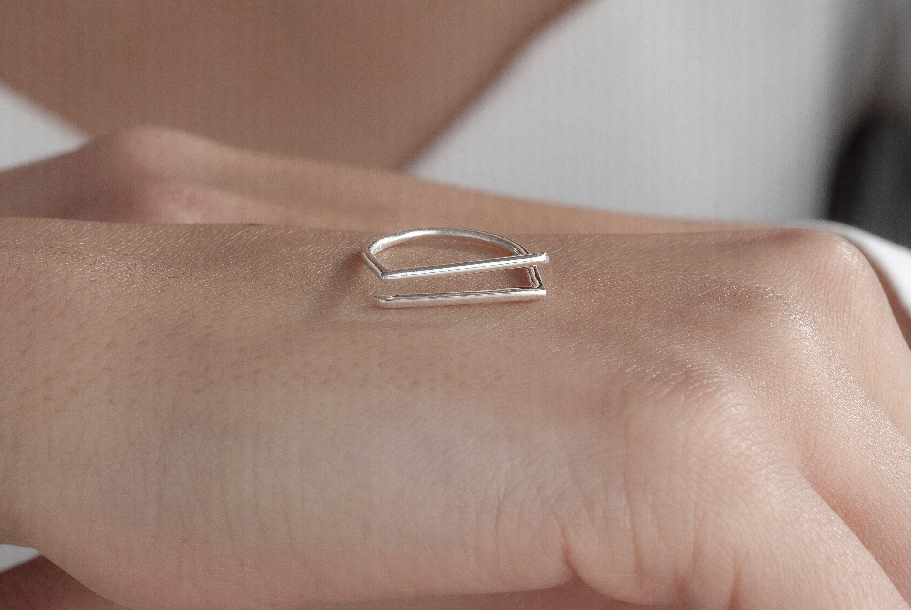 Adjustable Double Wire Ring in Sterling Silver, 18k Gold Ring, Hanmade Double Wire Ring, Minimalist Adjustable Wrap Ring, Double Band Ring