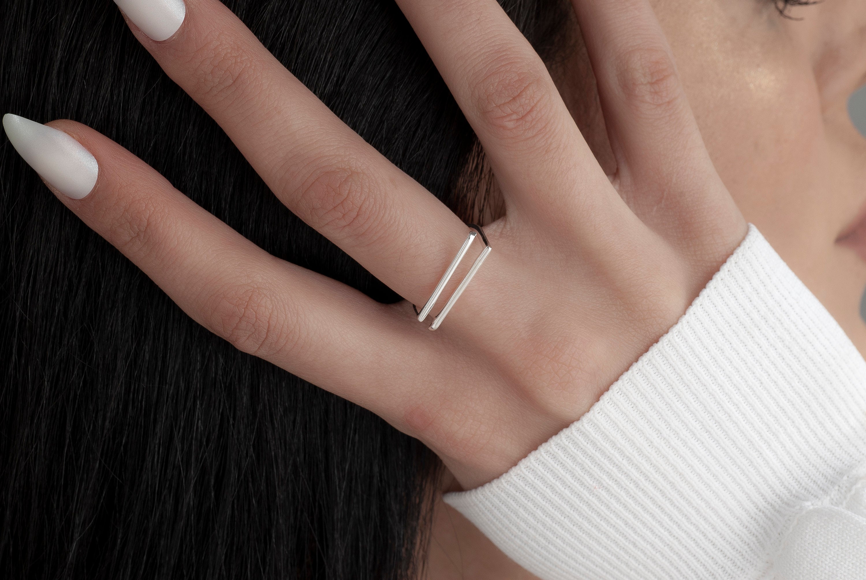 Adjustable Double Wire Ring in Sterling Silver, 18k Gold Ring, Hanmade Double Wire Ring, Minimalist Adjustable Wrap Ring, Double Band Ring