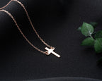 14K Gold Cross Necklace, Dainty Religious Necklace, 8K Gold Cross Necklace, Cathalic Crucifix Necklace, Christian Cross, Gift For Mother