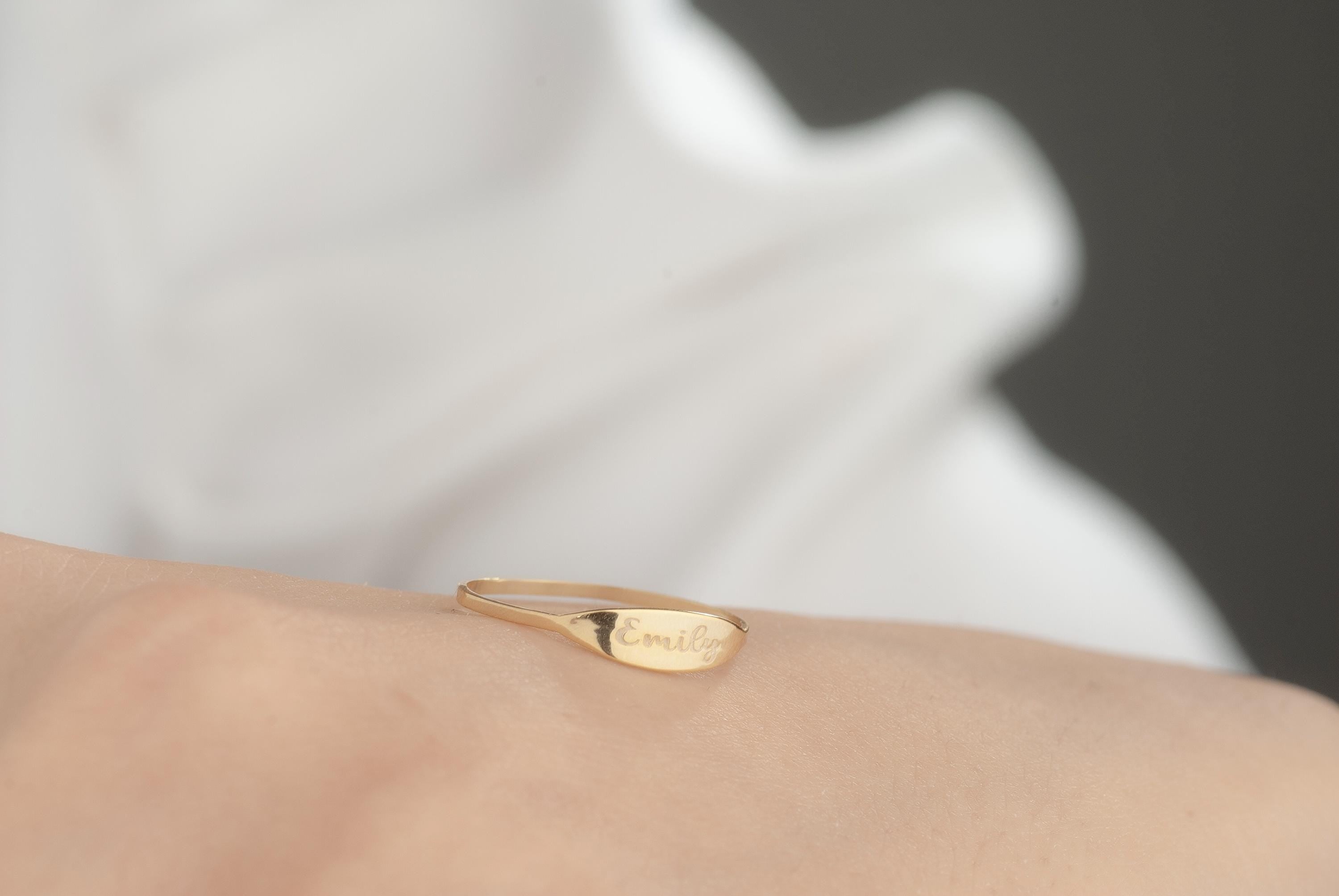 Stacking Minimalist Name Rings, Custom Gold Engraved Skinny Band Ring, Dainty Name Ring, Delicate Band Ring,Engraved Name Ring, Minimal Ring