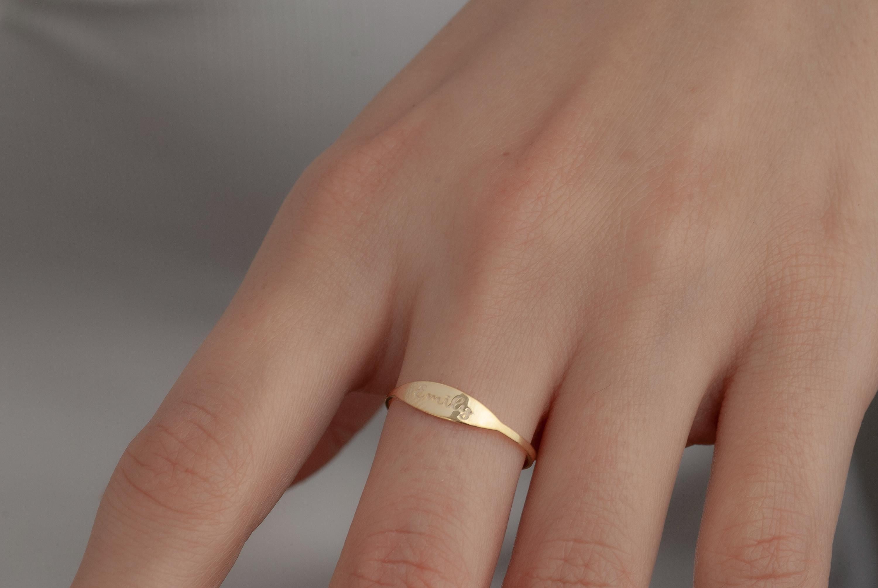 Stacking Minimalist Name Rings, Custom Gold Engraved Skinny Band Ring, Dainty Name Ring, Delicate Band Ring,Engraved Name Ring, Minimal Ring
