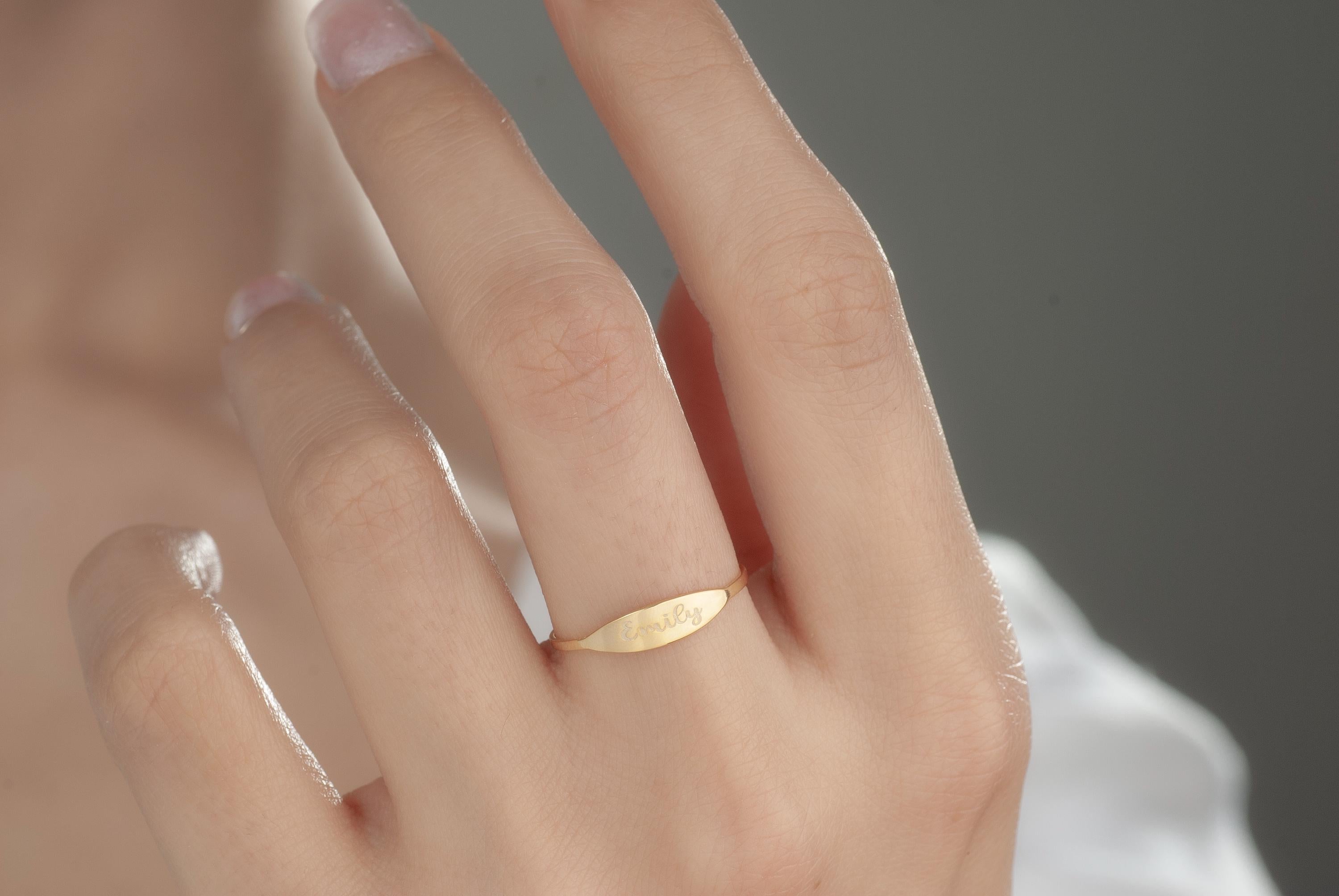 Stacking Minimalist Name Rings, Custom Gold Engraved Skinny Band Ring, Dainty Name Ring, Delicate Band Ring,Engraved Name Ring, Minimal Ring
