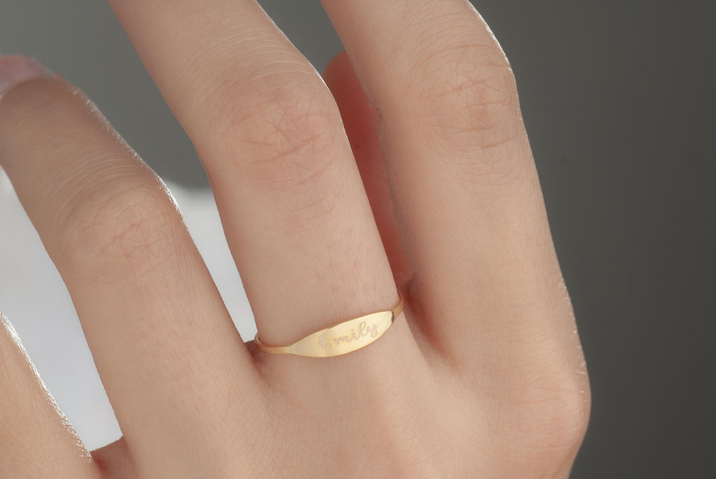 Stacking Minimalist Name Rings, Custom Gold Engraved Skinny Band Ring, Dainty Name Ring, Delicate Band Ring,Engraved Name Ring, Minimal Ring